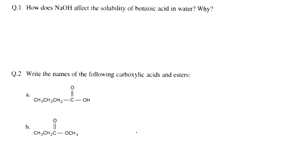 Solved Q.1 How does NaOH affect the solubility of benzoic | Chegg.com