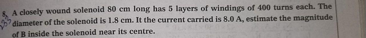Solved A closely wound solenoid 80 cm long has 5 layers of | Chegg.com