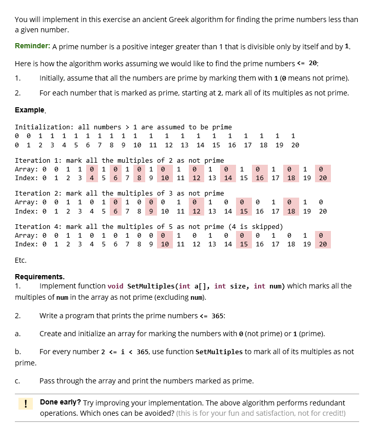 Solved You will implement in this exercise an ancient Greek | Chegg.com