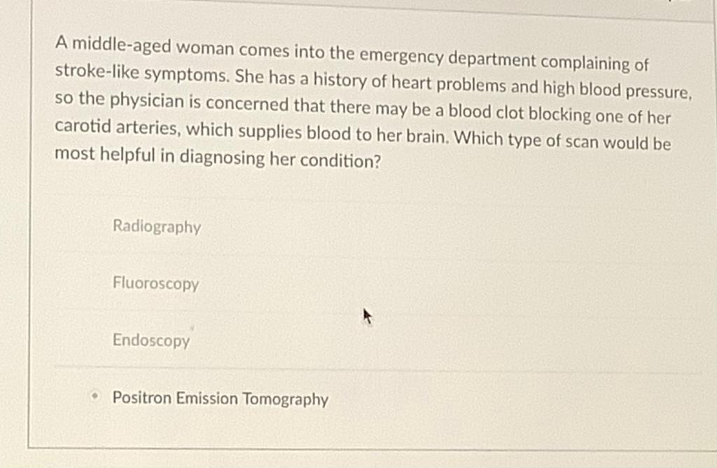 Solved A middle-aged woman comes into the emergency | Chegg.com
