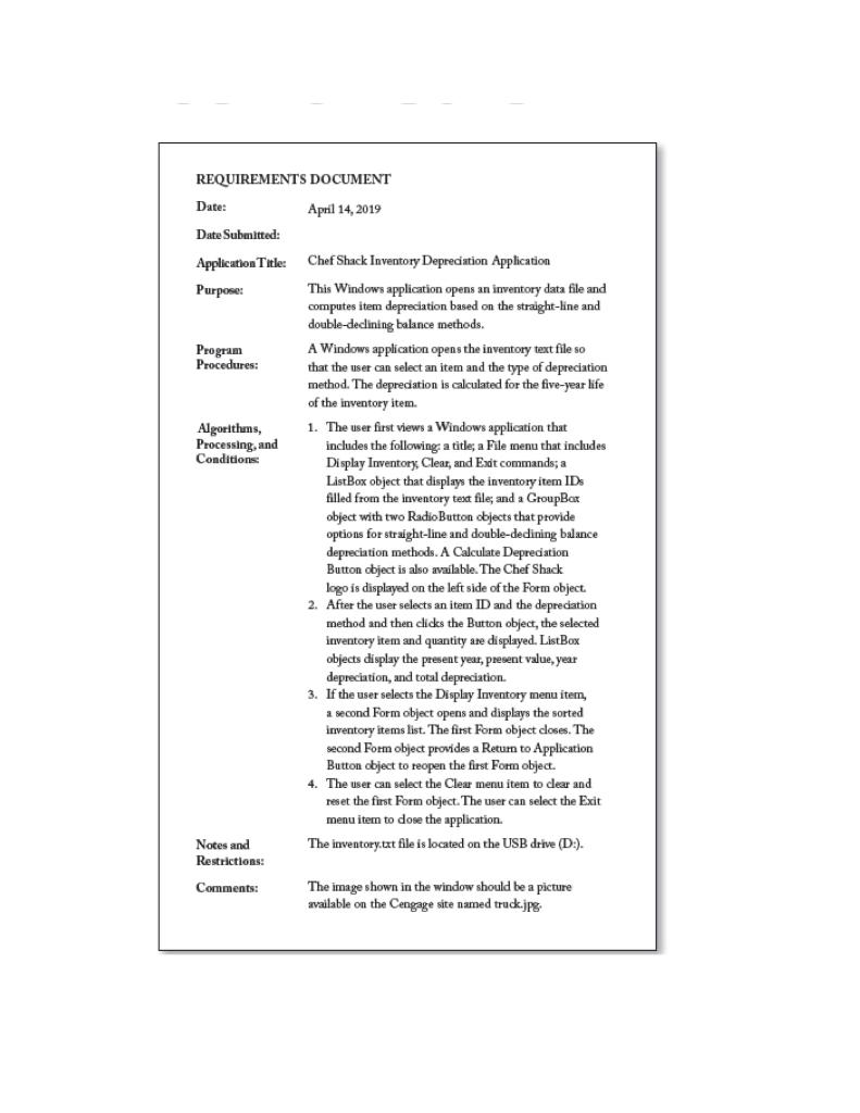 REQUIREMENTS DOCUMENT Date: April 14, 2019 Date | Chegg.com
