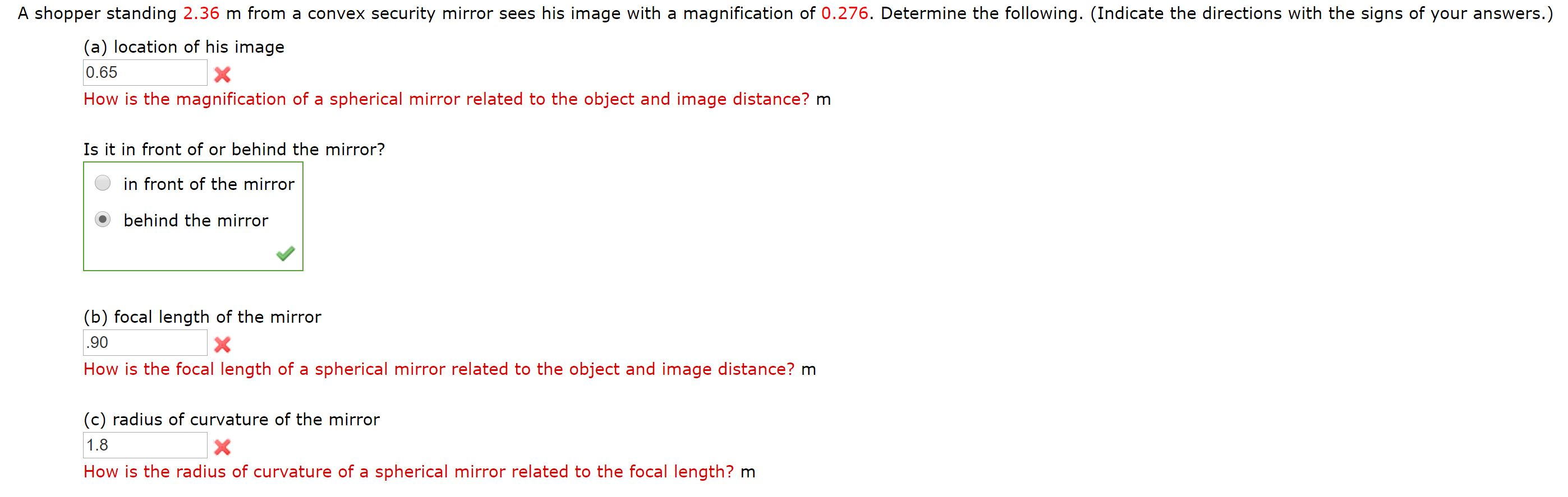 Solved A shopper standing 2.36 m from a convex security