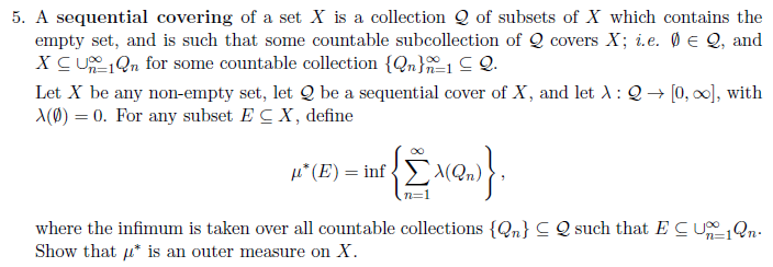 Solved A sequential covering of a set x is a collection | Chegg.com