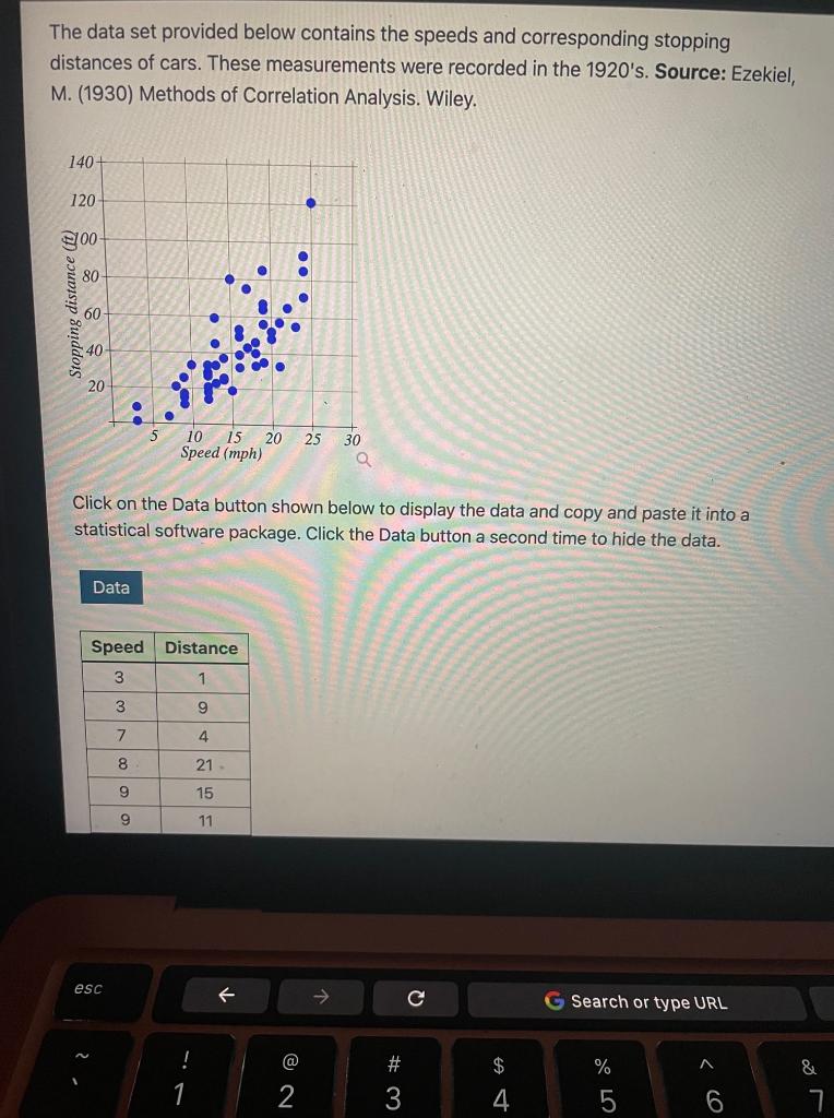 Solved The data set provided below contains the speeds and | Chegg.com