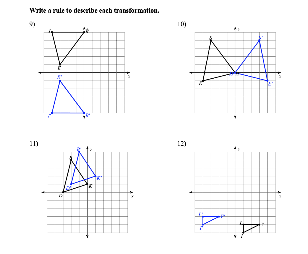 Write a rule to describe each transformation. 19) 19)  Chegg.com