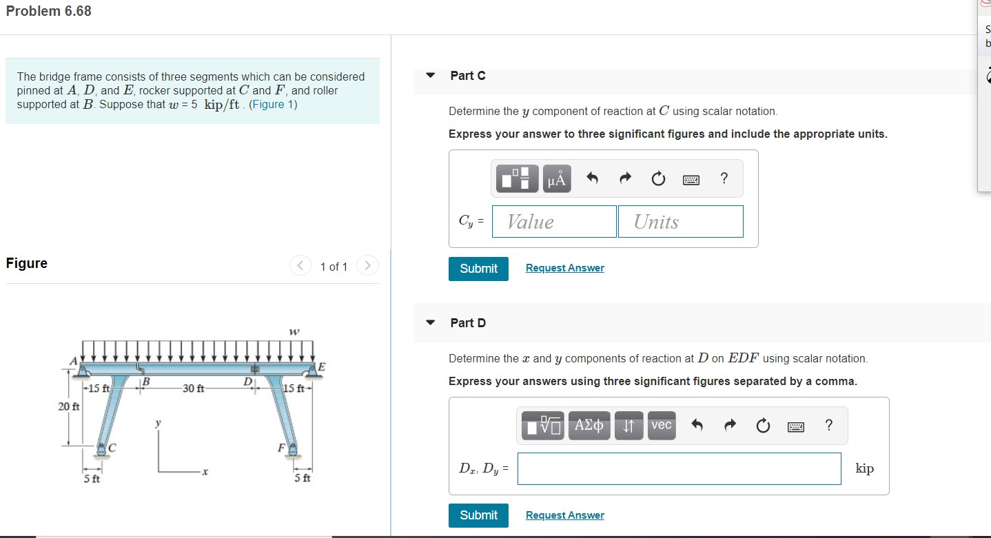 Solved Problem 6.68 The bridge frame consists of three | Chegg.com