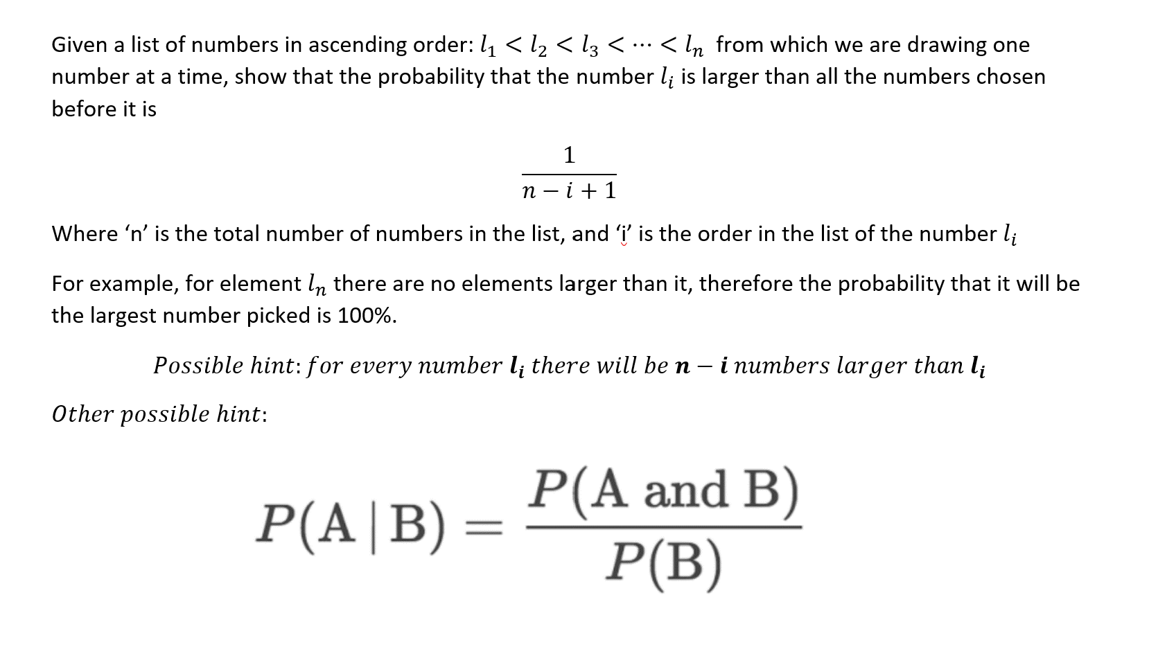 Given A List Of Numbers In Ascending Order L1 L Chegg Com