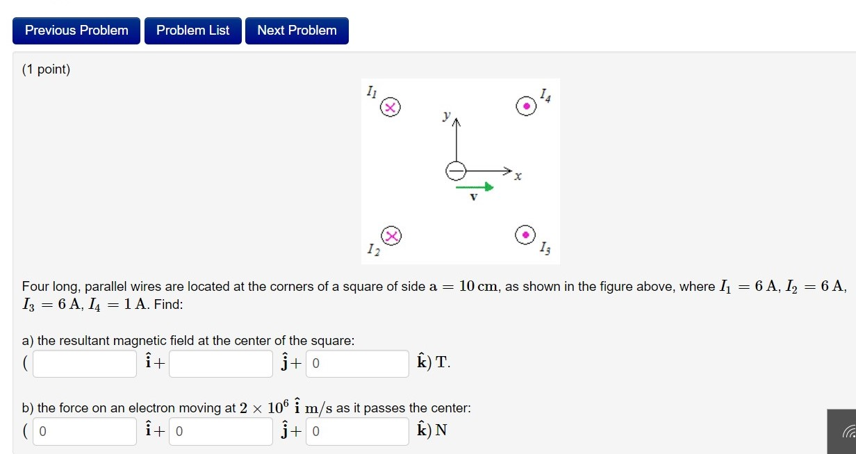 Solved Four long, parallel wires are located at the corners