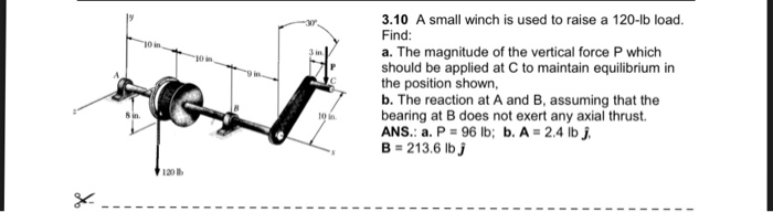 Solved A Small Winch Is Used To Raise A 120-lb Load. Find: | Chegg.com