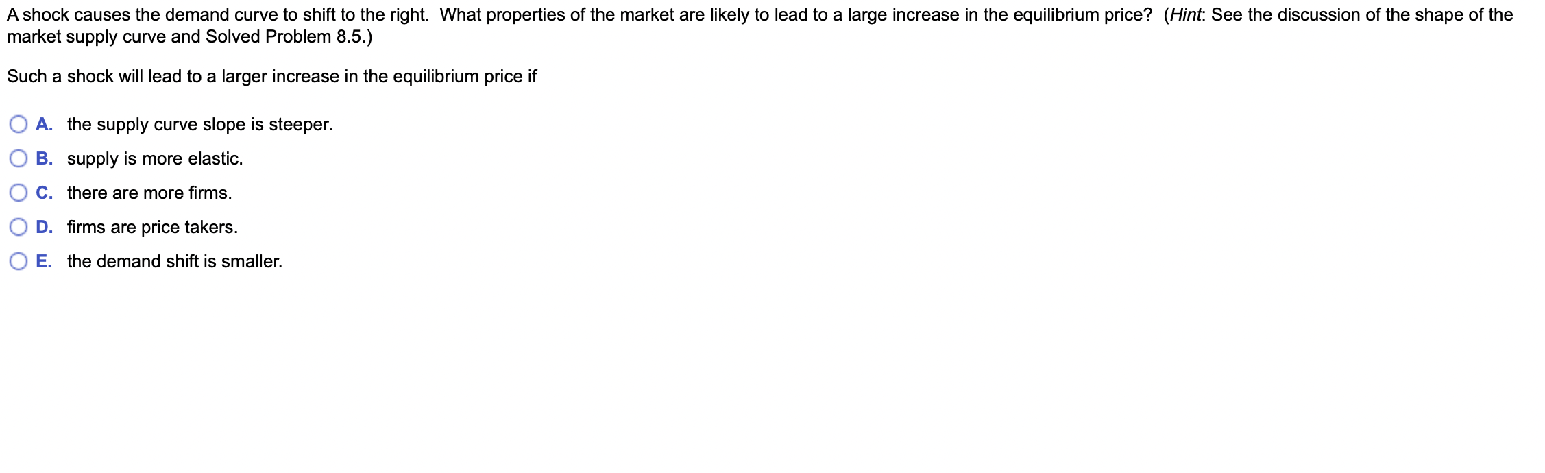 Solved market supply curve and Solved Problem 8.5.) Such a | Chegg.com
