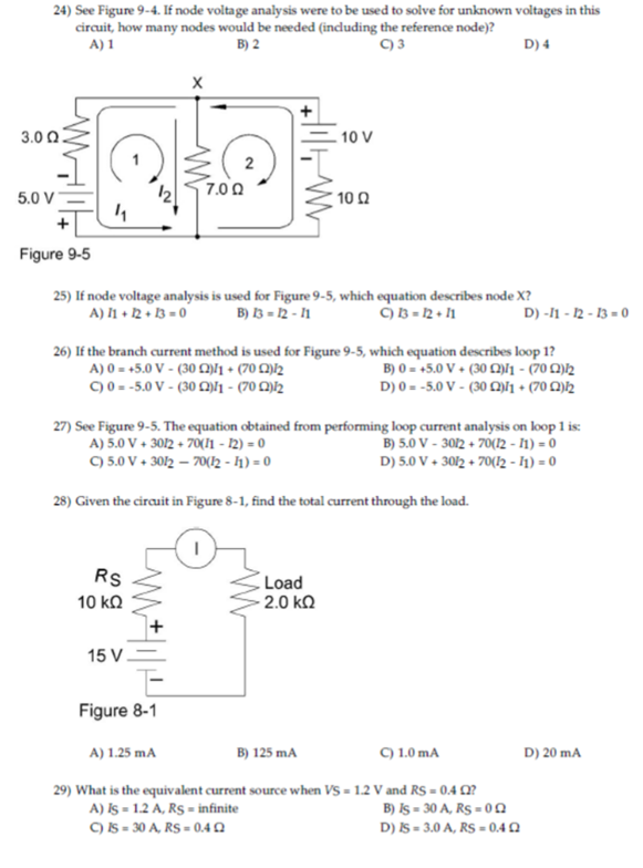 Solved 24) See Figure 9-4. If node voltage analysis were to | Chegg.com