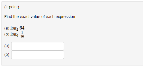 Solved (1 point) Find the exact value of each expression. | Chegg.com