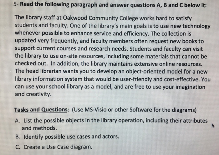 Solved 5- Read the following paragraph and answer questions | Chegg.com