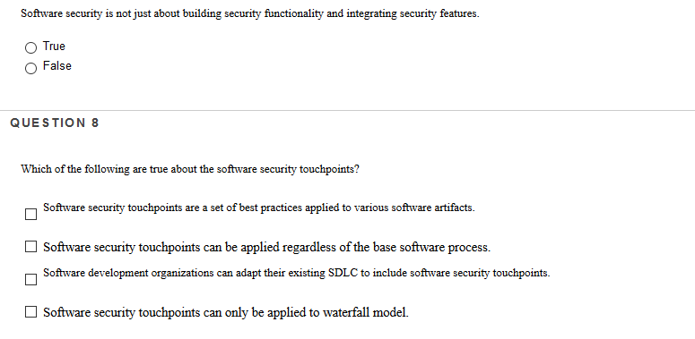 Solved Software security is not just about building security | Chegg.com