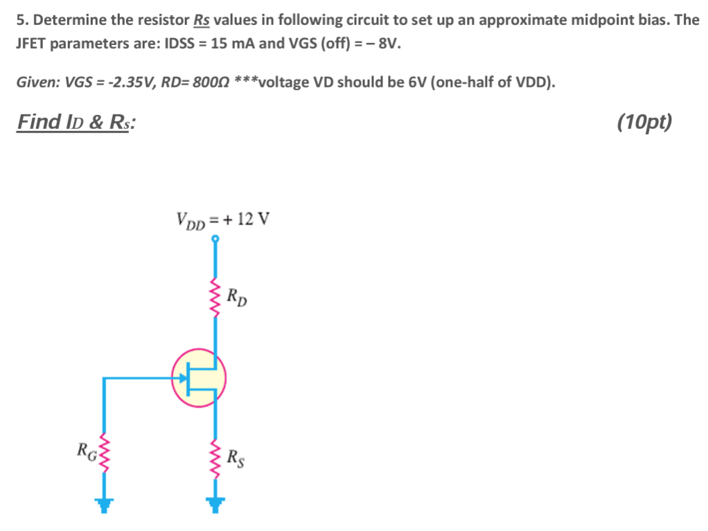 Solved 5. Determine the resistor Rs values in following | Chegg.com