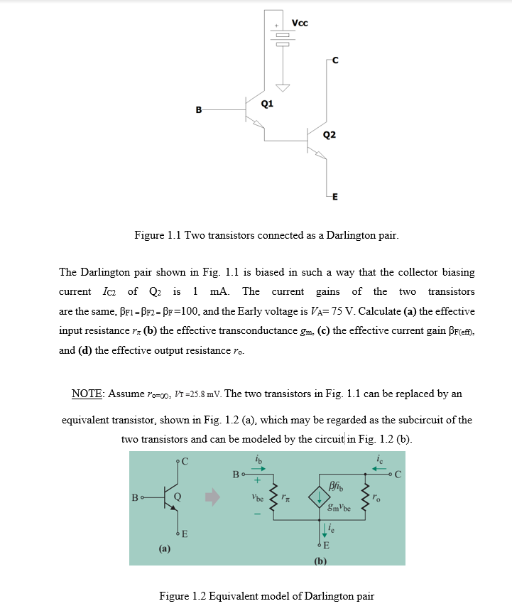 Solved Vcc 100 Q1 B Q2 E Figure 1.1 Two Transistors | Chegg.com