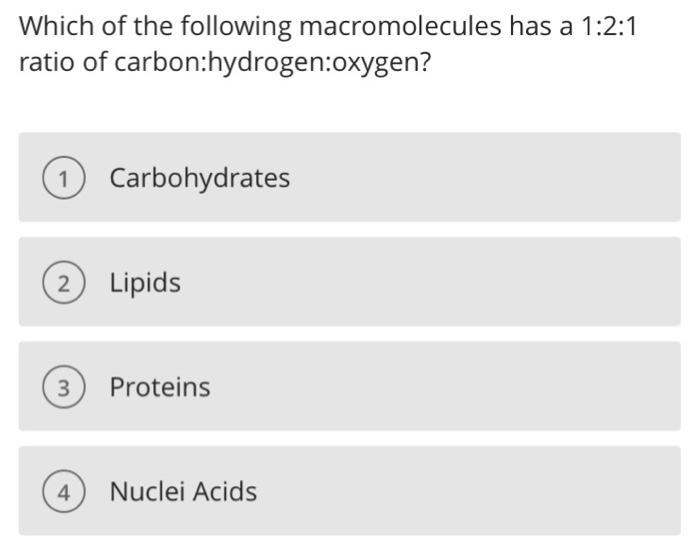 carbohydrates contain carbon hydrogen and oxygen in a 1 2 1 ratio