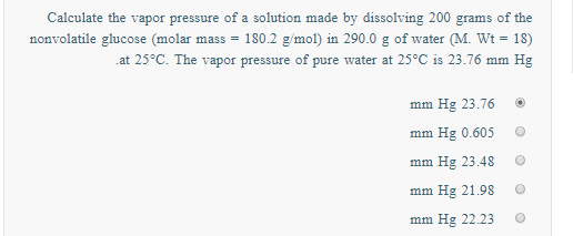 Solved Calculate The Vapor Pressure Of A Solution Made By | Chegg.com