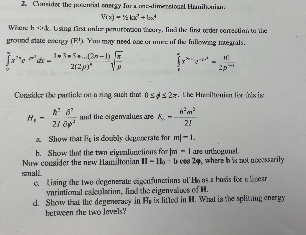 Solved Consider the potential energy for a one-dimensional | Chegg.com