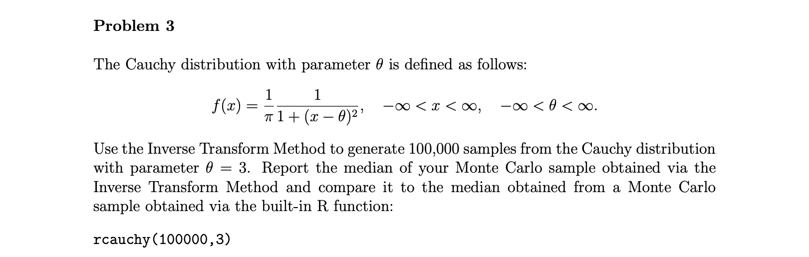 Solved Problem 3 The Cauchy distribution with parameter 0 is | Chegg.com