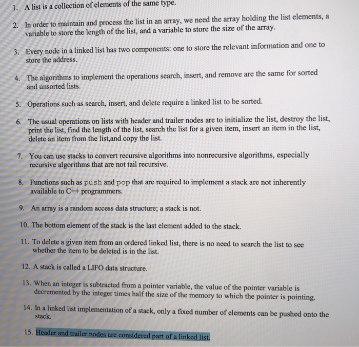 1. A list is a collection of elements of the same | Chegg.com