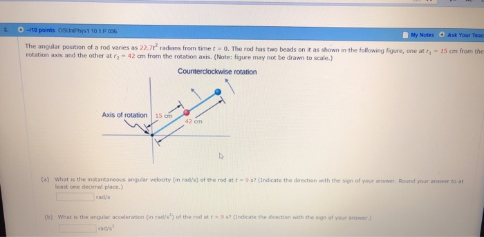Solved points 1 10.1P 036 My Notes Ask Your Teac The angular | Chegg.com