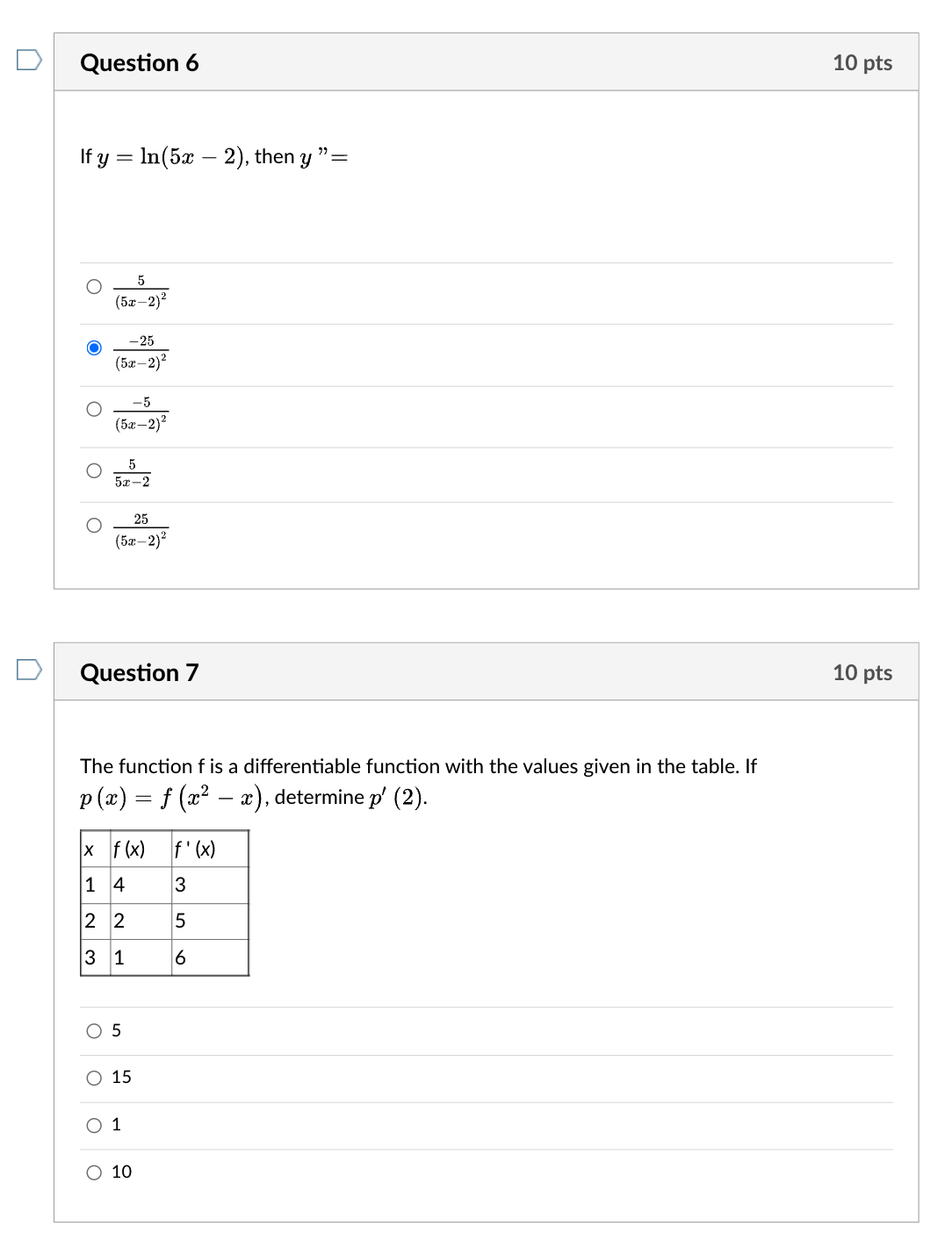 solved-if-y-ln-5x-2-then-y-5x-2-25-5x-2-2-25-5x-2-2-5-chegg