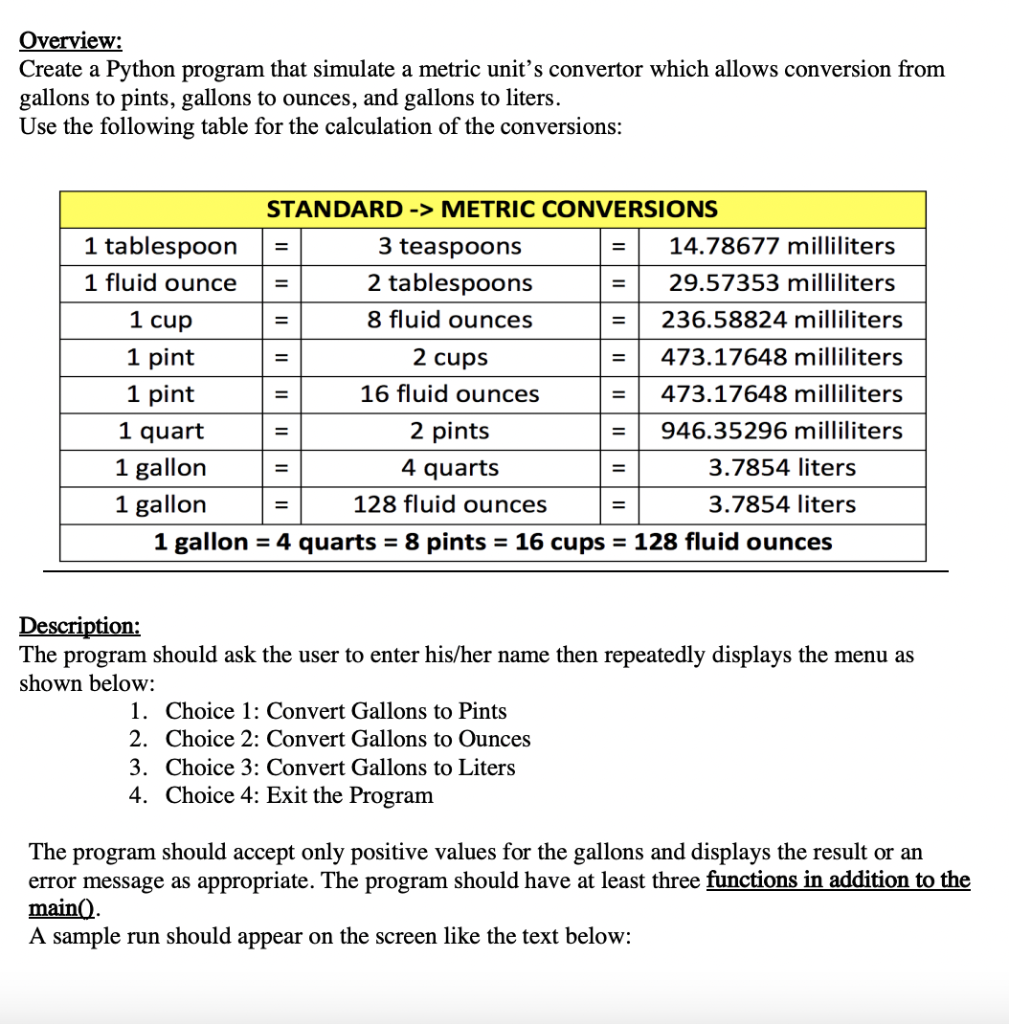 Solved Overview Create a Python program that simulate a Chegg