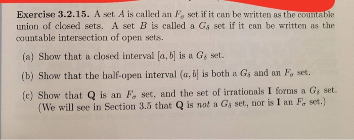 Solved Exercise 3.2.15. A set A is called an Fo set if it Chegg