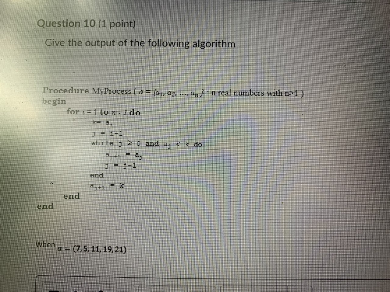 Solved Question 10 (1 point) Give the output of the | Chegg.com