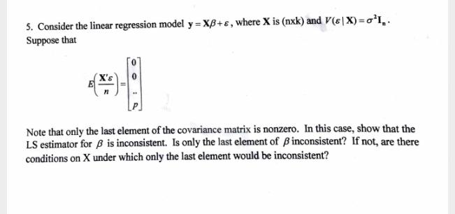 5 Consider The Linear Regression Model Y Xb8 5935