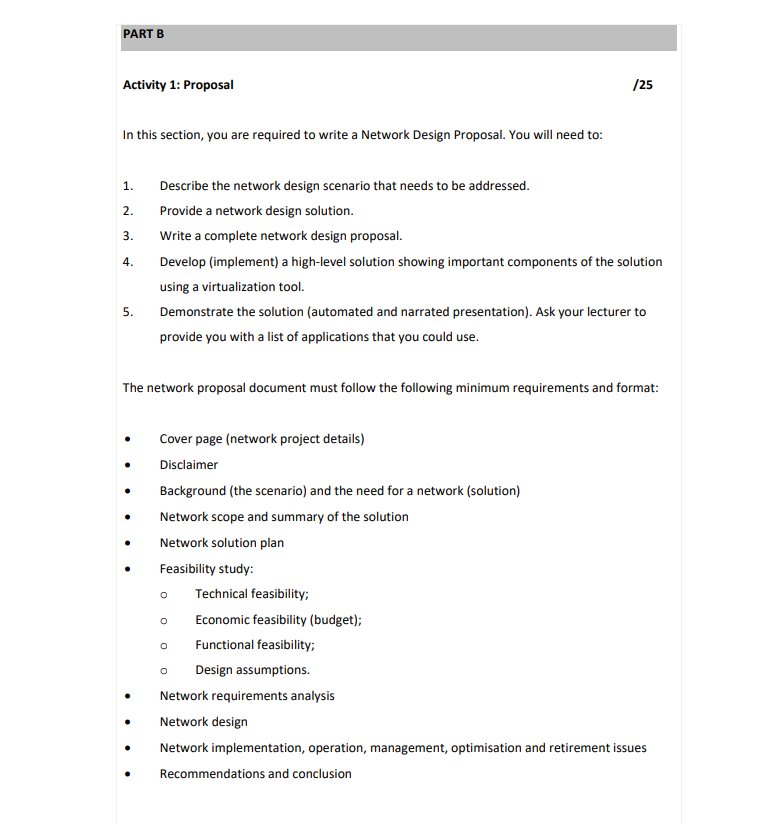 Activity 1: Proposal /25 In this section, you are | Chegg.com