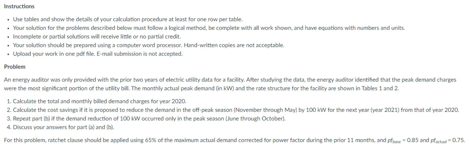 Instructions . • Use tables and show the details of | Chegg.com