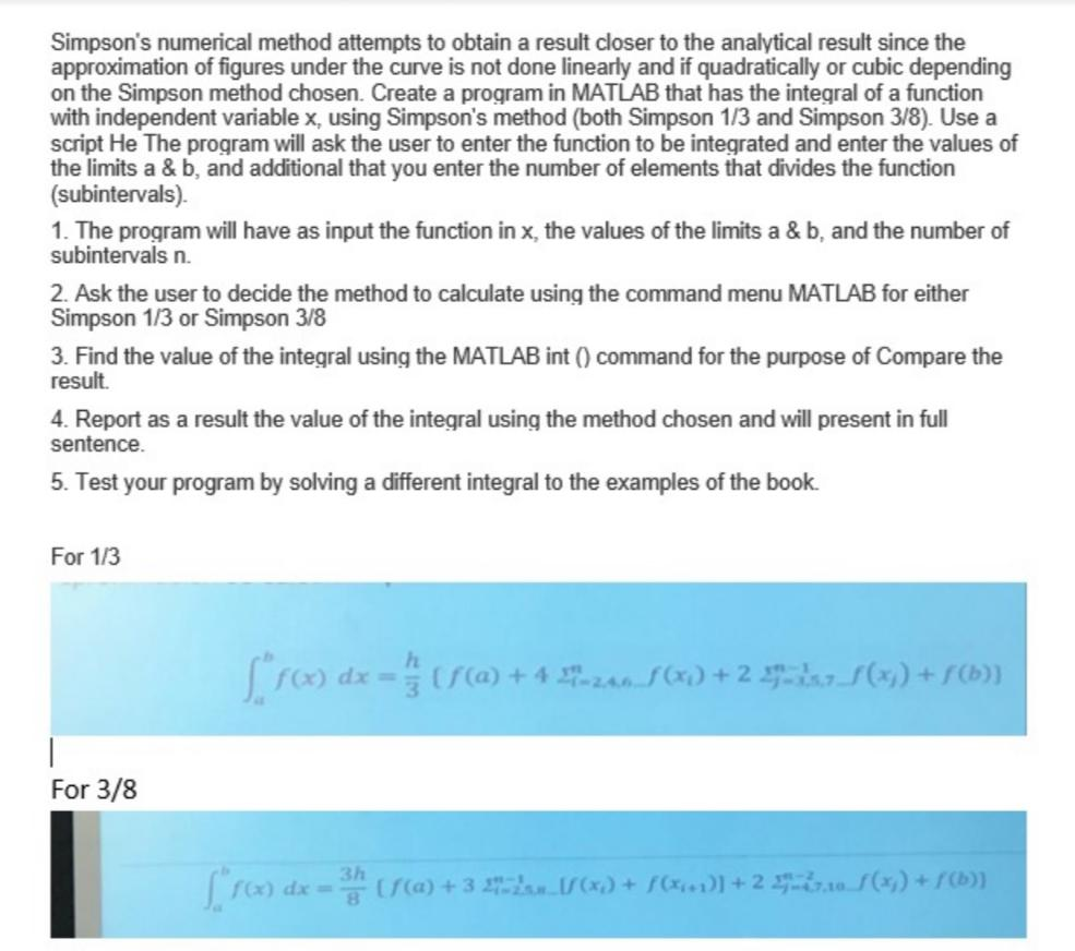Basic Simpson Method Proof Solved Simpson's numerical method attempts to obtain a | Chegg.com