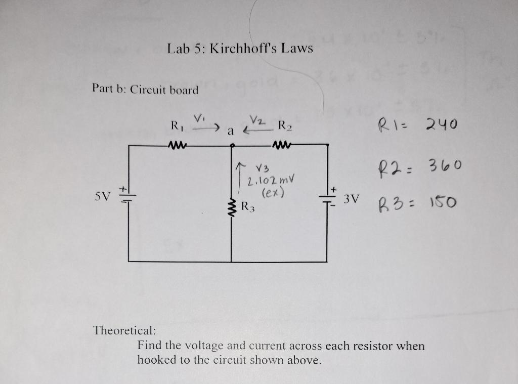 Solved Lab 5: Kirchhoff's Laws Part b: Circuit board | Chegg.com