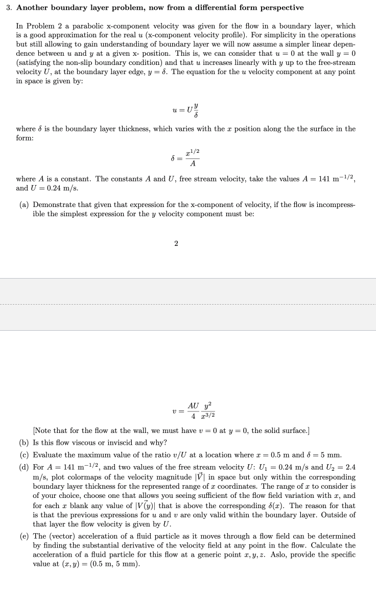 Solved 3. Another boundary layer problem, now from a | Chegg.com