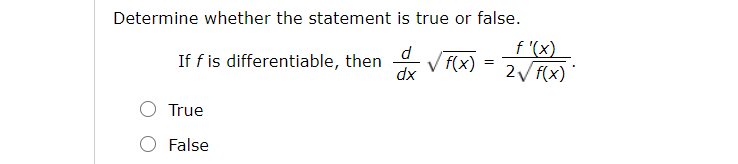 Solved Determine whether the statement is true or false. | Chegg.com