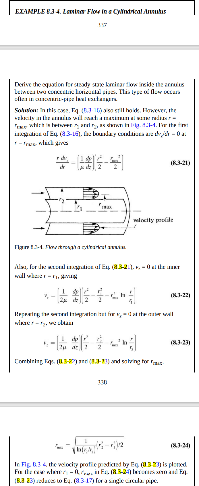 Solved EXAMPLE 8.3-4. Laminar Flow in a Cylindrical | Chegg.com