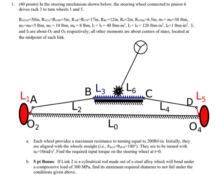 Solved 1. (40 points) In the steering mechanism shown below,
