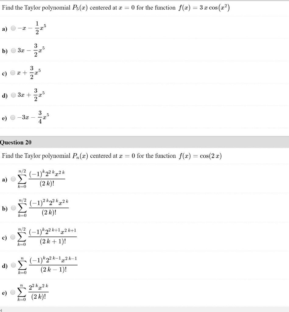 Solved Find the Taylor polynomial P5(x) centered at x = 0 | Chegg.com