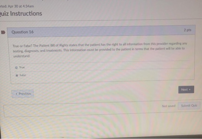 Solved rted: Apr 30 at 4:34am uiz Instructions Question 16 2 | Chegg.com