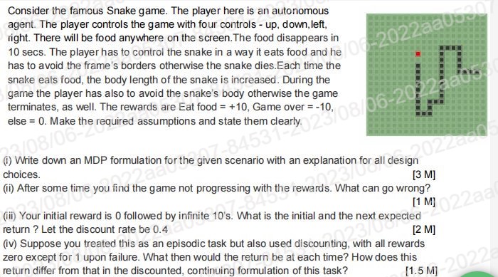 Solved Consider the famous Snake game. The player here is an | Chegg.com