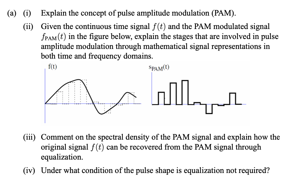 Solved (a) (i) Explain the concept of pulse amplitude | Chegg.com