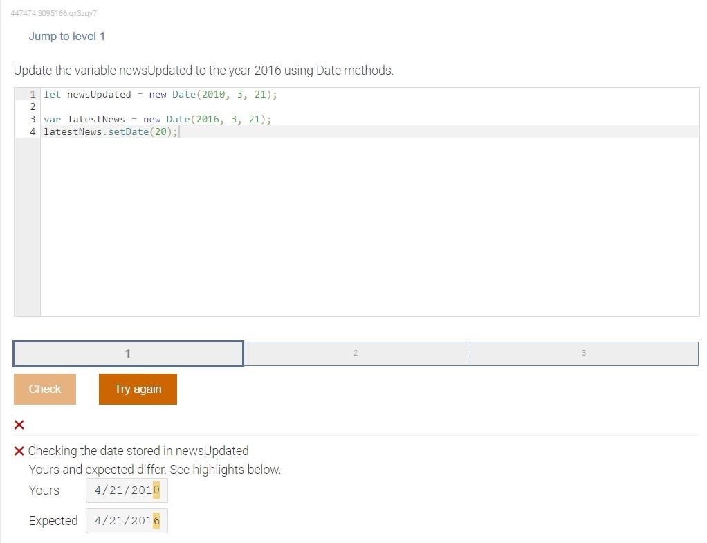 Solved Update the variable newsUpdated to the year 2016 | Chegg.com