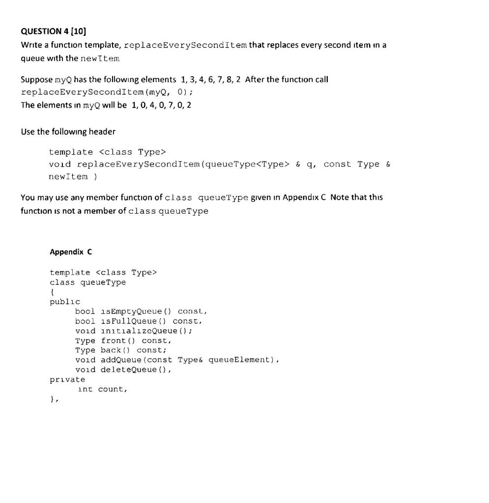 Solved QUESTION 4 (10) Write a function template, | Chegg.com