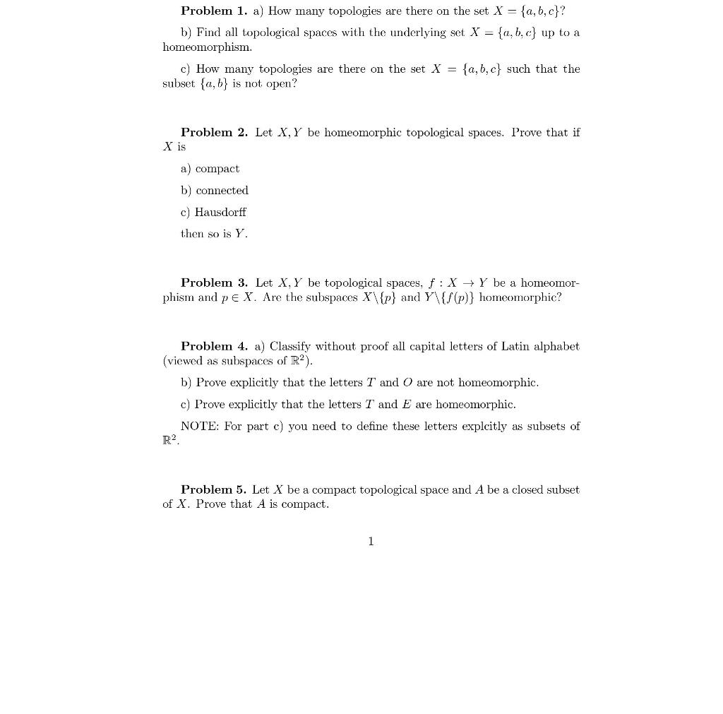 Solved Problem 1. A) How Many Topologies Are There On The | Chegg.com