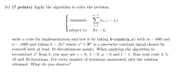 Solved Problem 3. (15 Points) Consider The Minimization | Chegg.com