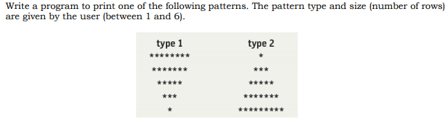 Solved Write a program to print one of the following | Chegg.com