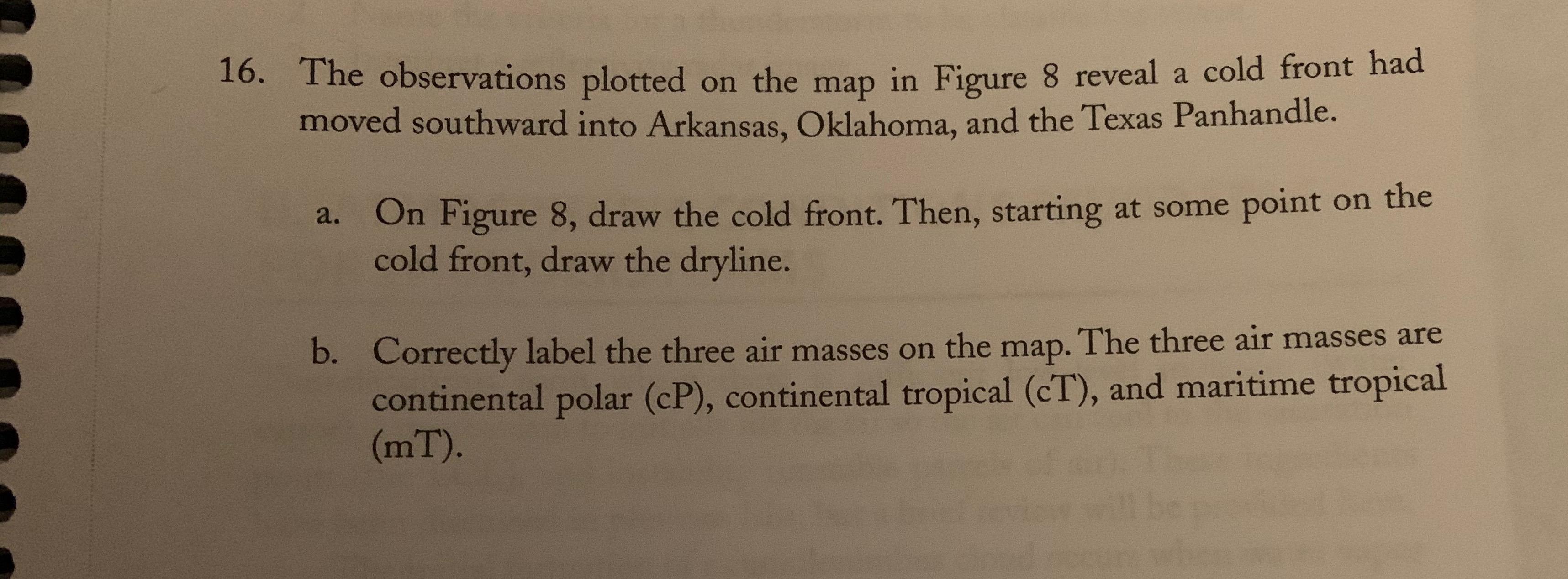 Solved FIGURE 8 Surface Weather Map 48 56 33 38 37 0 38 o 34 | Chegg.com