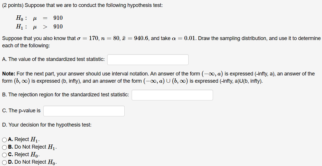 Solved (2 points) Suppose that we are to conduct the | Chegg.com